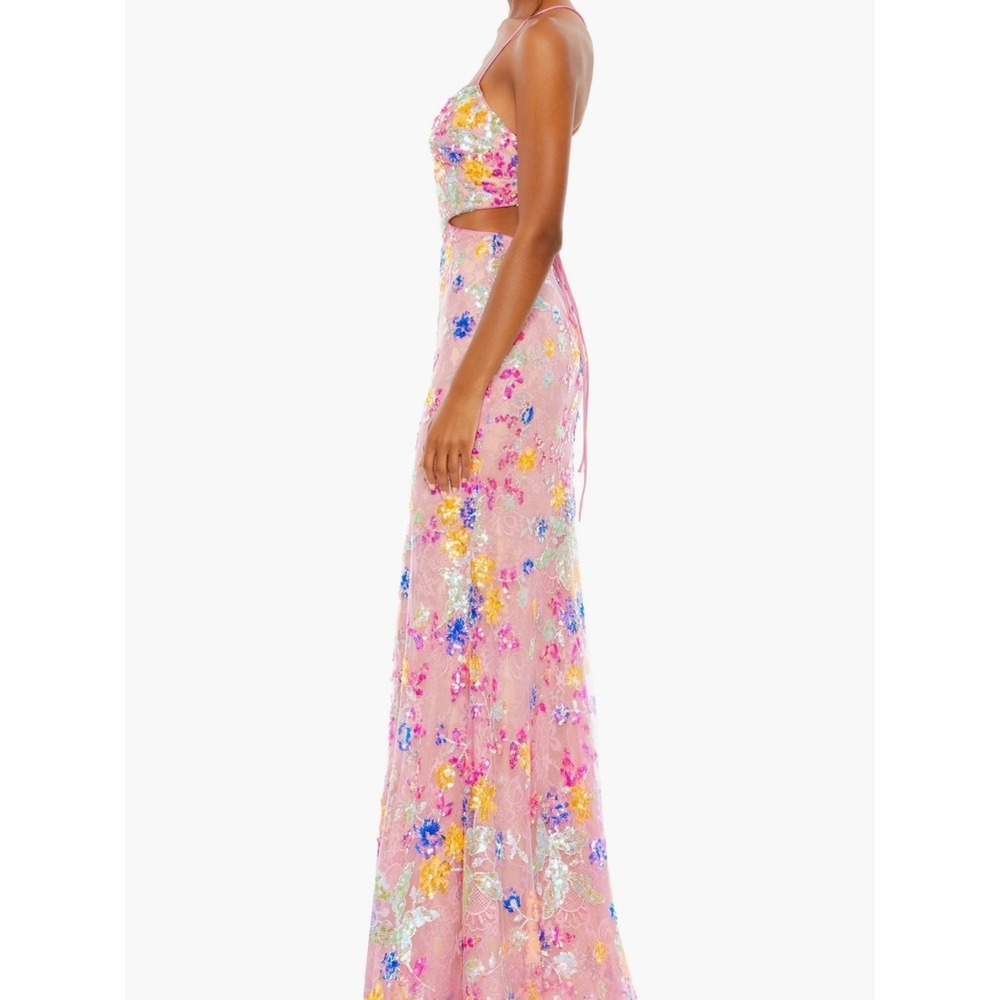 MacDuggal Sequined Floral Cutout LaceUp Open Back Gown Party - Picture 3 of 12